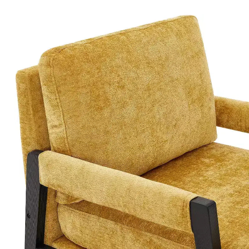 Fauteuil d'appoint rembourré en chenille, style Mid-Century Modern