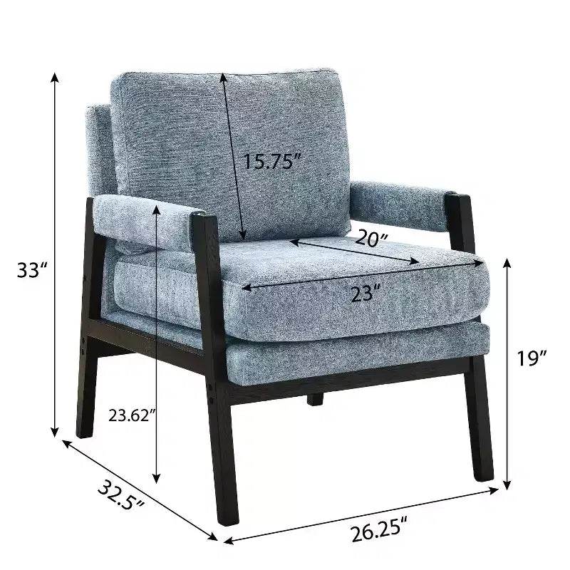 Fauteuil d'appoint rembourré en chenille, style Mid-Century Modern