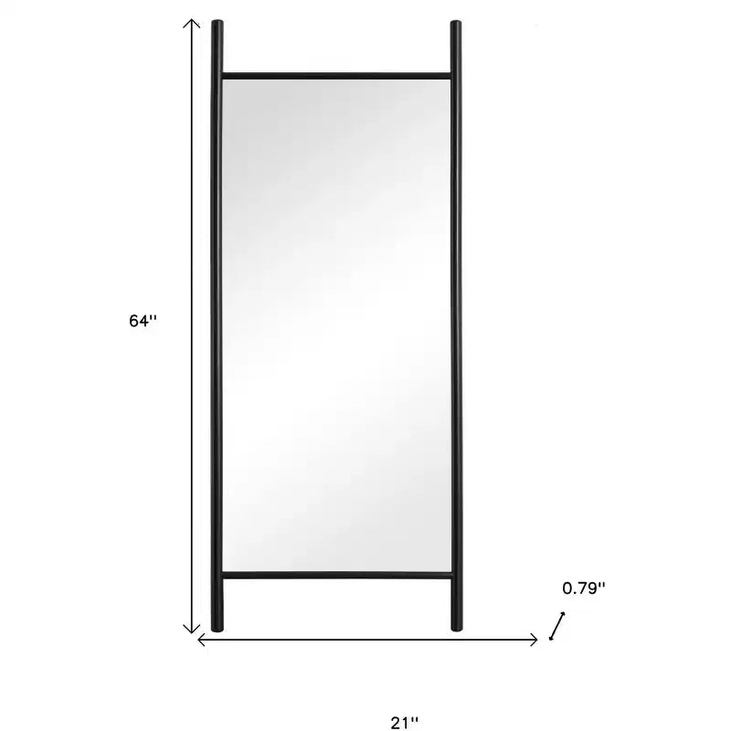Miroir pleine longueur encadré en bois massif noir de 64 po avec échelle inclinée