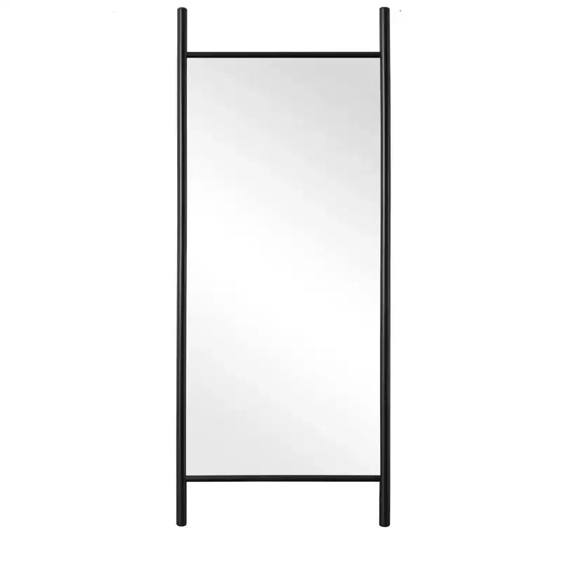 Miroir pleine longueur encadré en bois massif noir de 64 po avec échelle inclinée
