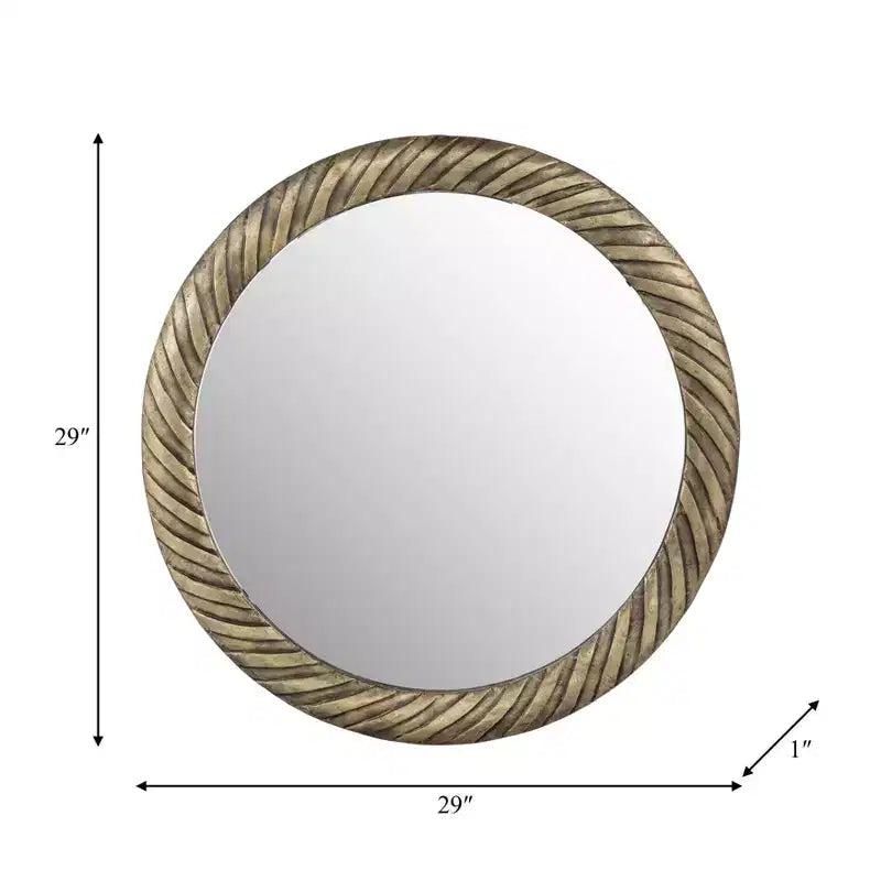 Miroir Mural Rond Moderne avec Cadre en Métal Texturé – Accent Décoratif pour la Maison, le Bureau, la Chambre ou le Salon – Bronze & Cuivre 29