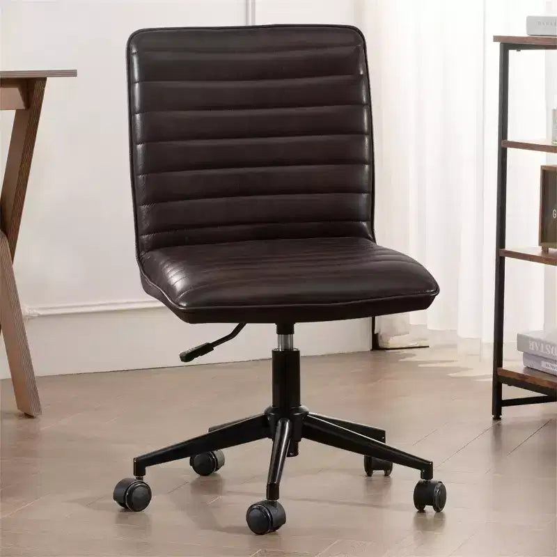 Chaise de bureau sans accoudoirs en similicuir, dossier mi-hauteur, pivotante à 360°, réglable