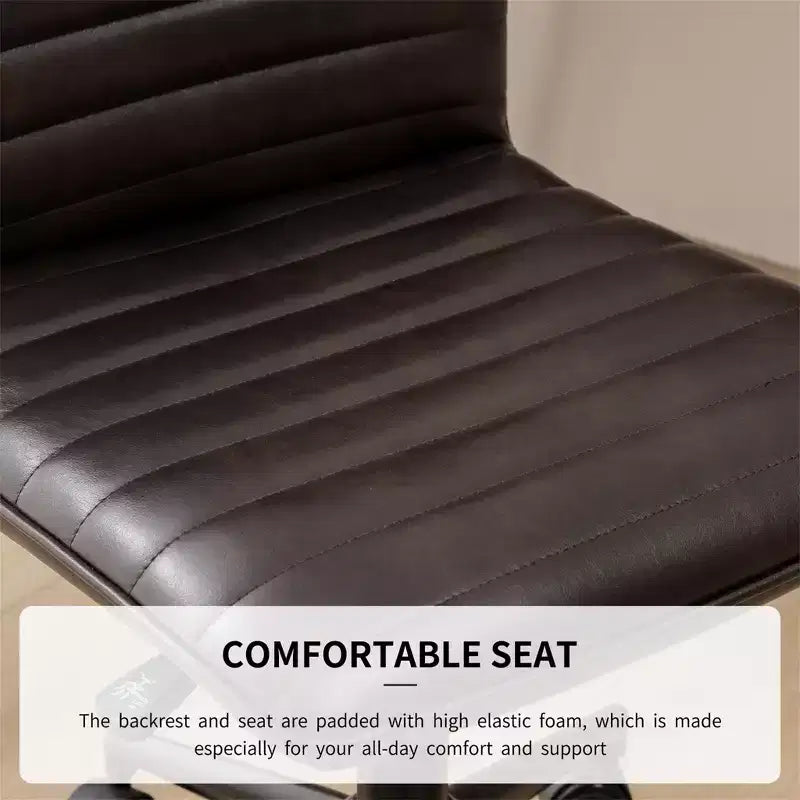 Chaise de bureau sans accoudoirs en similicuir, dossier mi-hauteur, pivotante à 360°, réglable