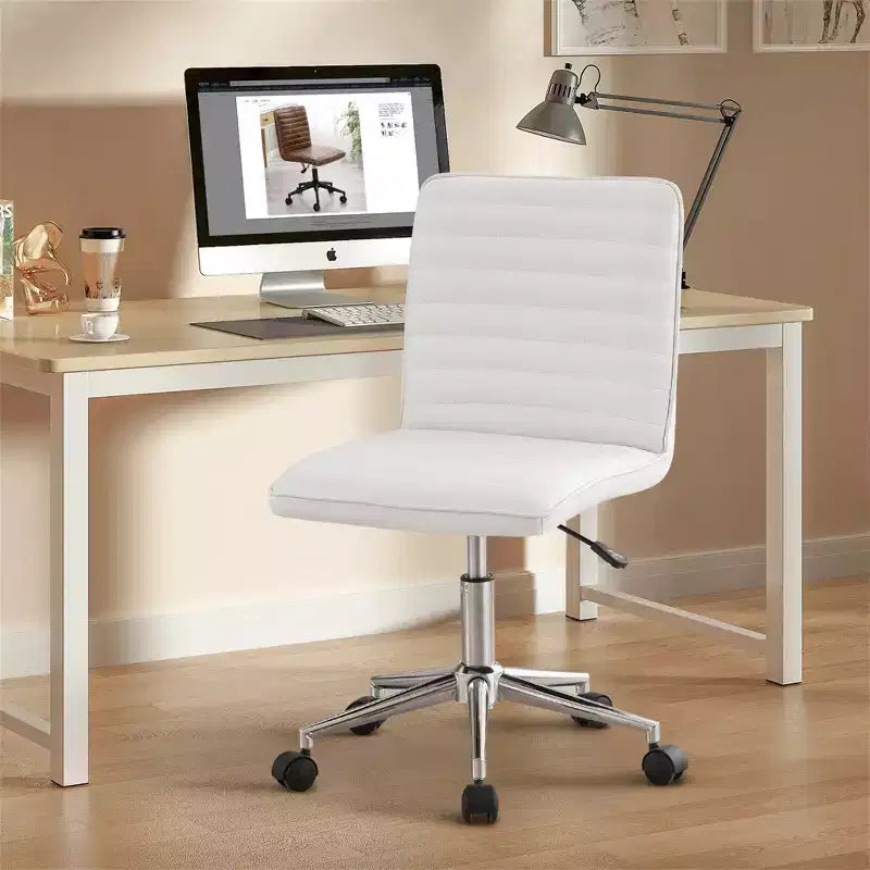 Chaise de bureau sans accoudoirs en similicuir, dossier mi-hauteur, pivotante à 360°, réglable