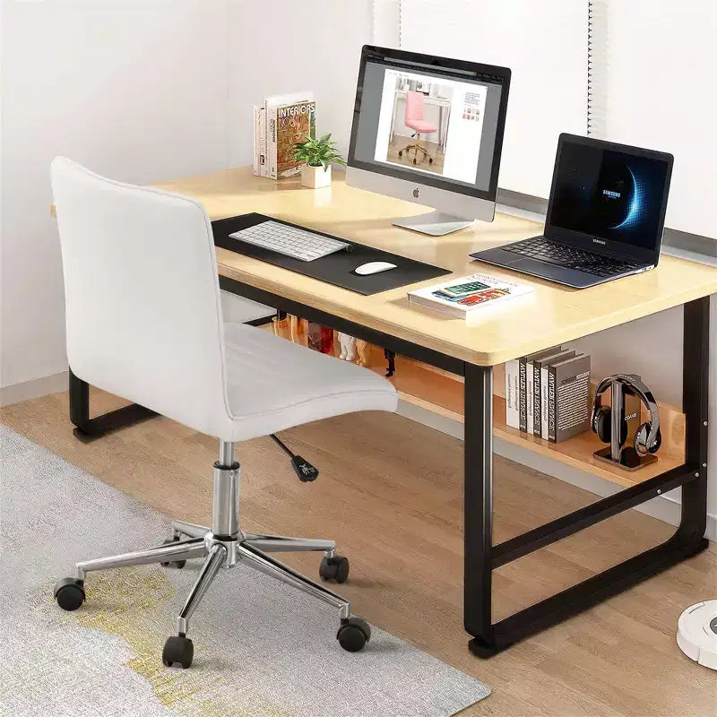 Chaise de bureau sans accoudoirs en similicuir, dossier mi-hauteur, pivotante à 360°, réglable