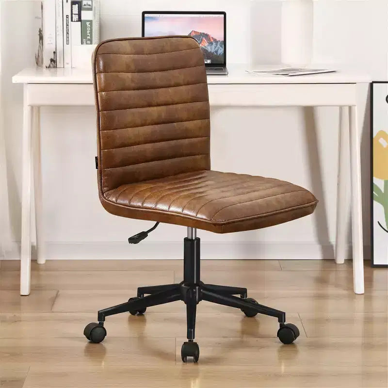 Chaise de bureau sans accoudoirs en similicuir, dossier mi-hauteur, pivotante à 360°, réglable