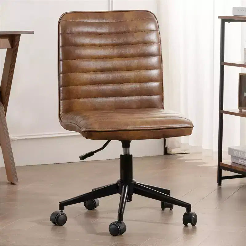 Chaise de bureau sans accoudoirs en similicuir, dossier mi-hauteur, pivotante à 360°, réglable
