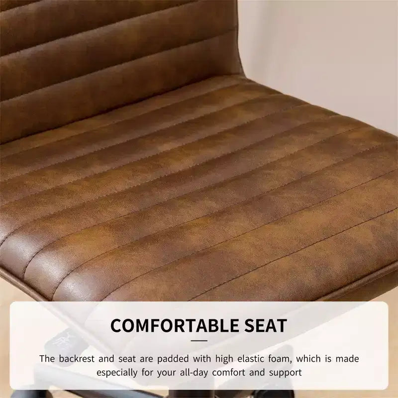 Chaise de bureau sans accoudoirs en similicuir, dossier mi-hauteur, pivotante à 360°, réglable