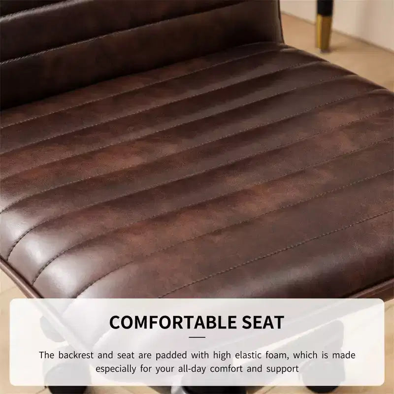 Chaise de bureau sans accoudoirs en similicuir, dossier mi-hauteur, pivotante à 360°, réglable