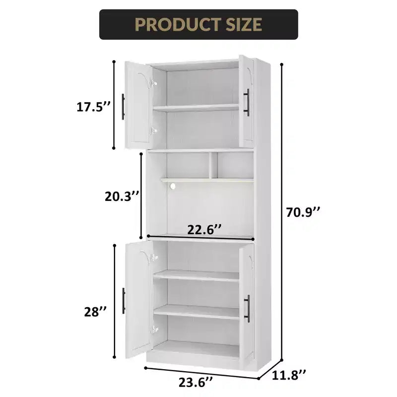 Meuble de rangement haut de cuisine avec bar, support pour micro-ondes, éclairage LED et placard de salle à manger,