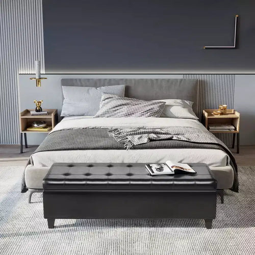 Banc de rangement ottoman 51, coffre de rangement en similicuir avec couvercle relevable, ottoman capitonné pour salon, entrée