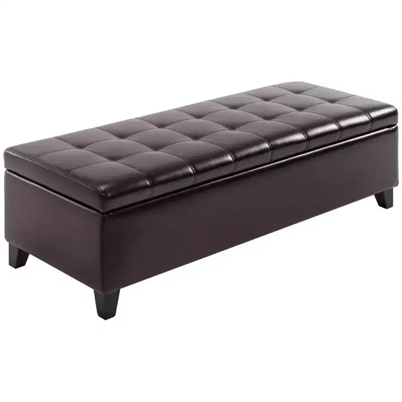 Banc de rangement ottoman 51, coffre de rangement en similicuir avec couvercle relevable, ottoman capitonné pour salon, entrée
