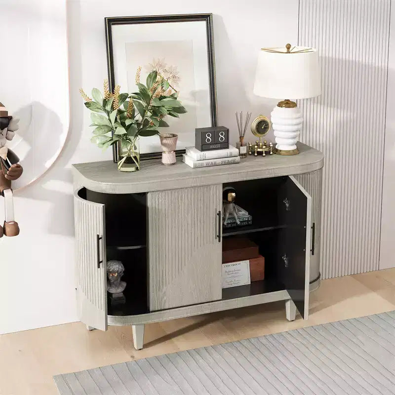 Meuble de rangement d'appoint moderne, buffet incurvé à 4 portes, étagères réglables, meuble de bar à café pour salon, couloir