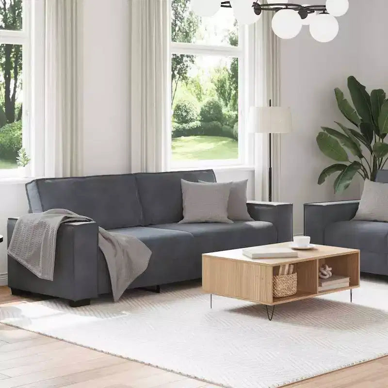 Ensemble de canapé 2 pièces avec coussins en velours noir