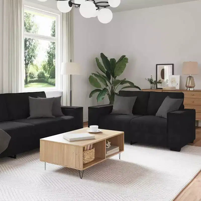 Ensemble de canapé 2 pièces avec coussins en velours noir