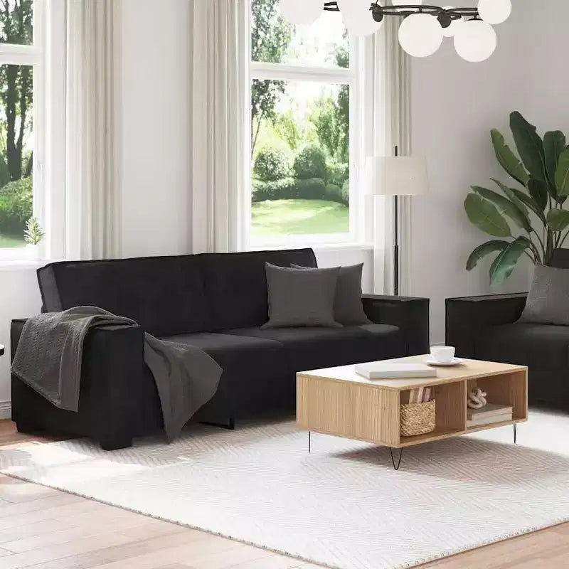 Ensemble de canapé 2 pièces avec coussins en velours noir