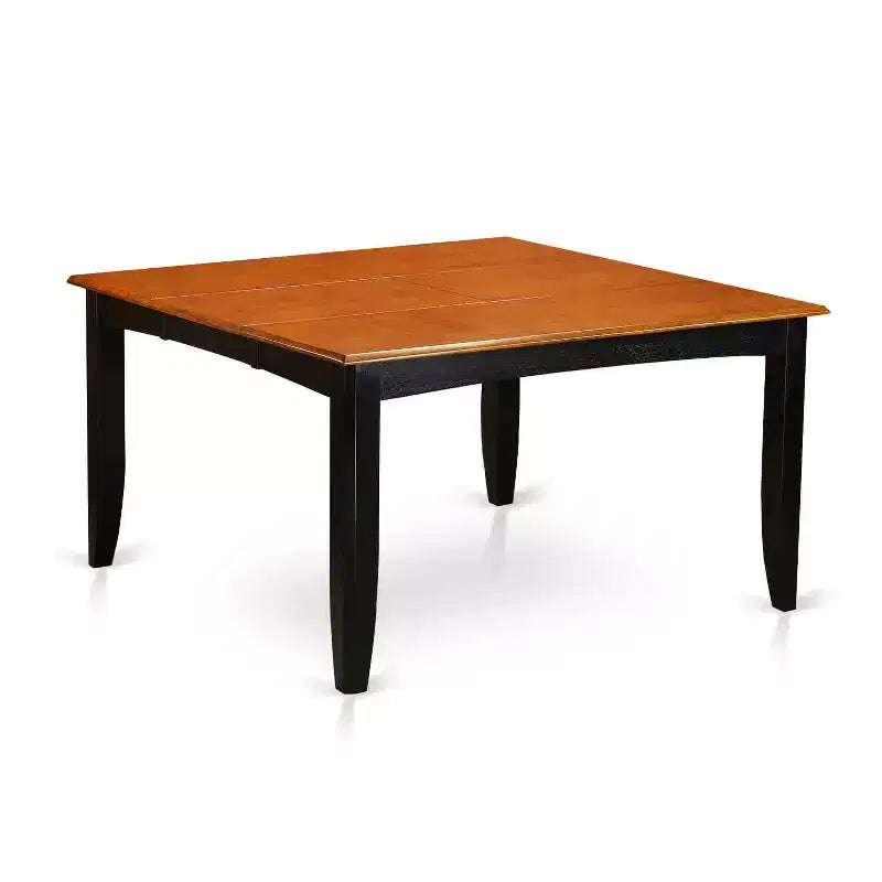 Table de salle à manger carrée 7 pièces avec plateau en bois massif noir et cerisier avec 6 chaises