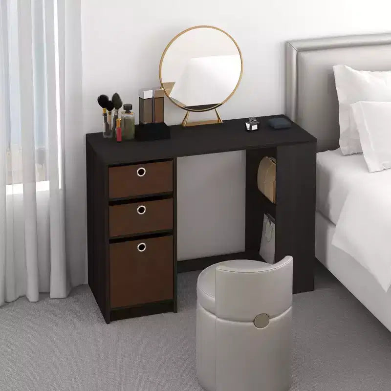 Bureau d'ordinateur 39" avec 3 bacs de rangement et étagères ouvertes