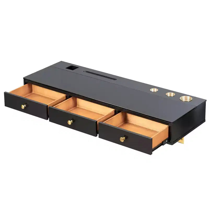 Étagère Flottante avec Tiroir Multi-usages Fixée au Mur Coiffeuse de Maquillage Bureau Fixé au Mur Table Flottante Bureau de Maquillage pour Chambre Salle de Bain Noir