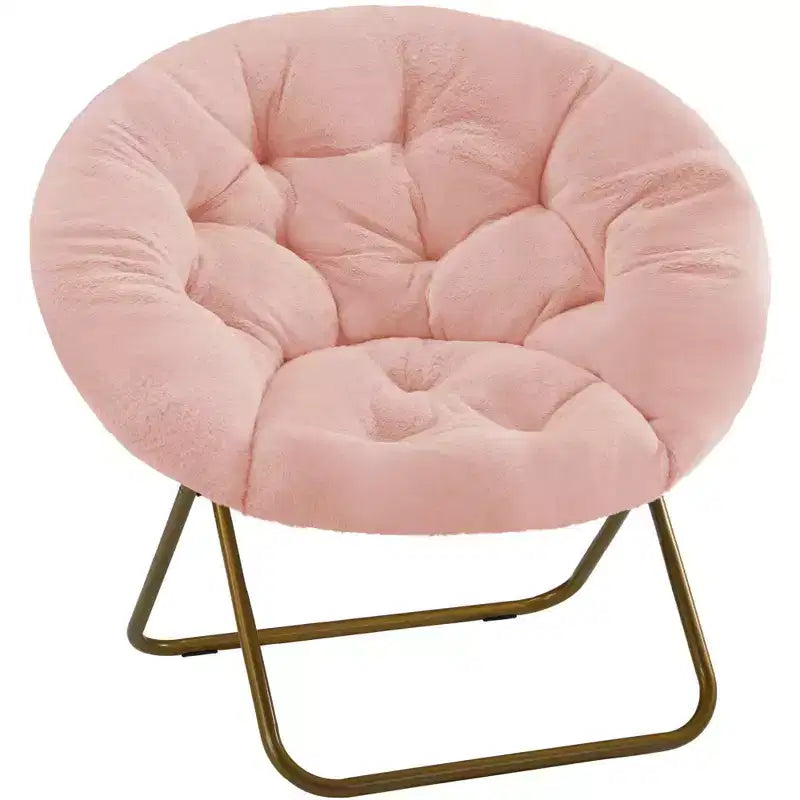 Fauteuil confortable en fausse fourrure avec disque – Taille adulte pour chambre et salon