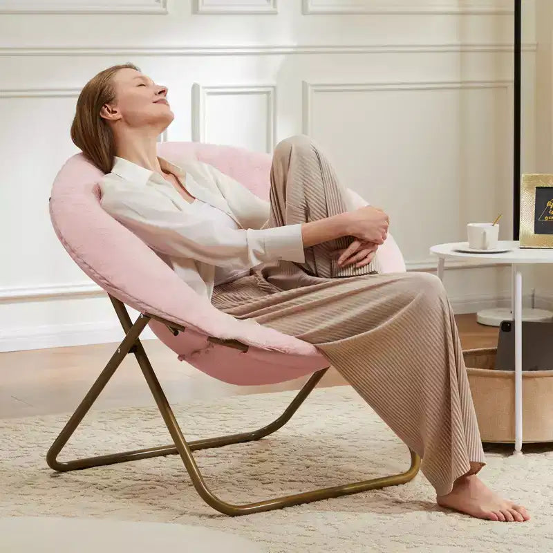 Fauteuil confortable en fausse fourrure avec disque – Taille adulte pour chambre et salon