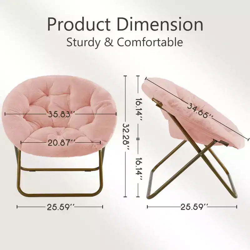Fauteuil confortable en fausse fourrure avec disque – Taille adulte pour chambre et salon