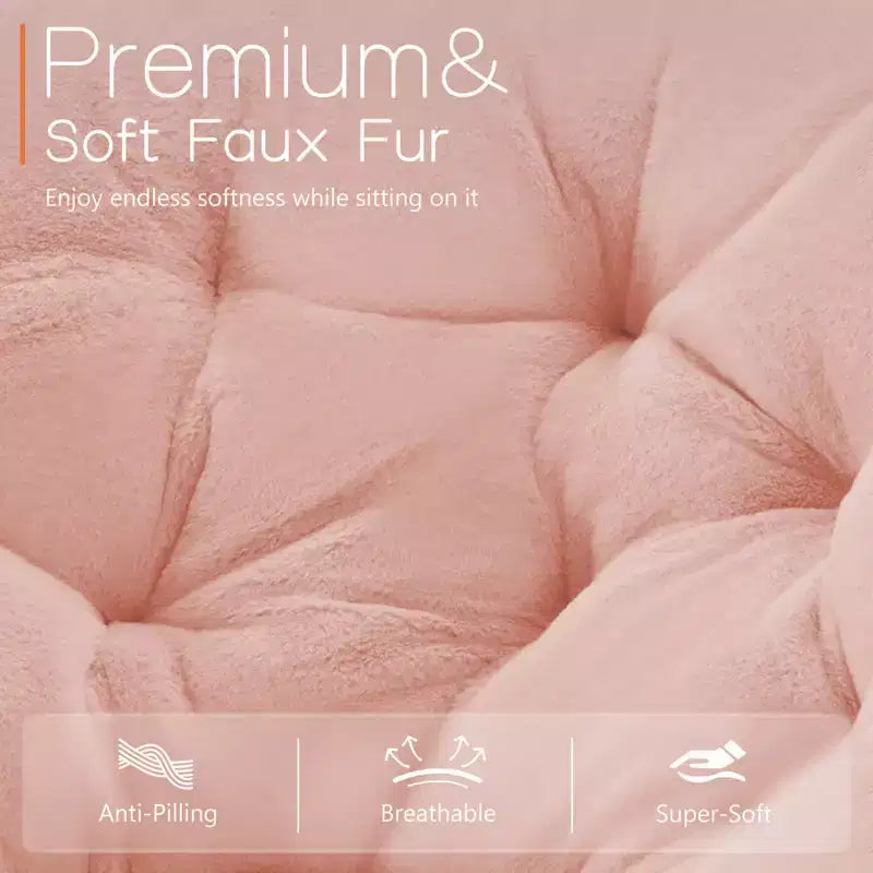Fauteuil confortable en fausse fourrure avec disque – Taille adulte pour chambre et salon