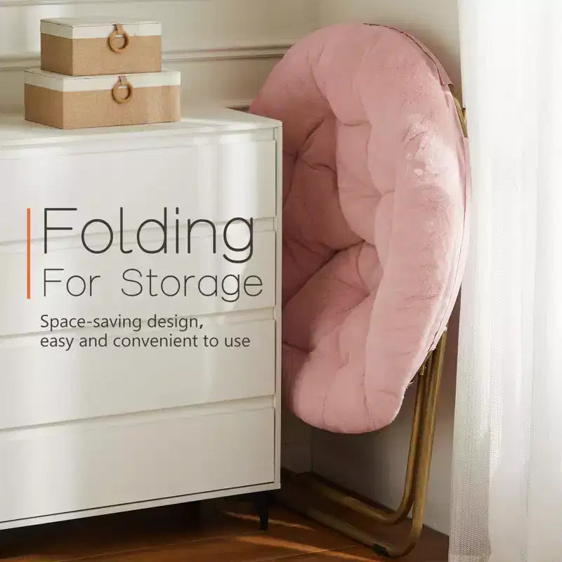 Fauteuil confortable en fausse fourrure avec disque – Taille adulte pour chambre et salon