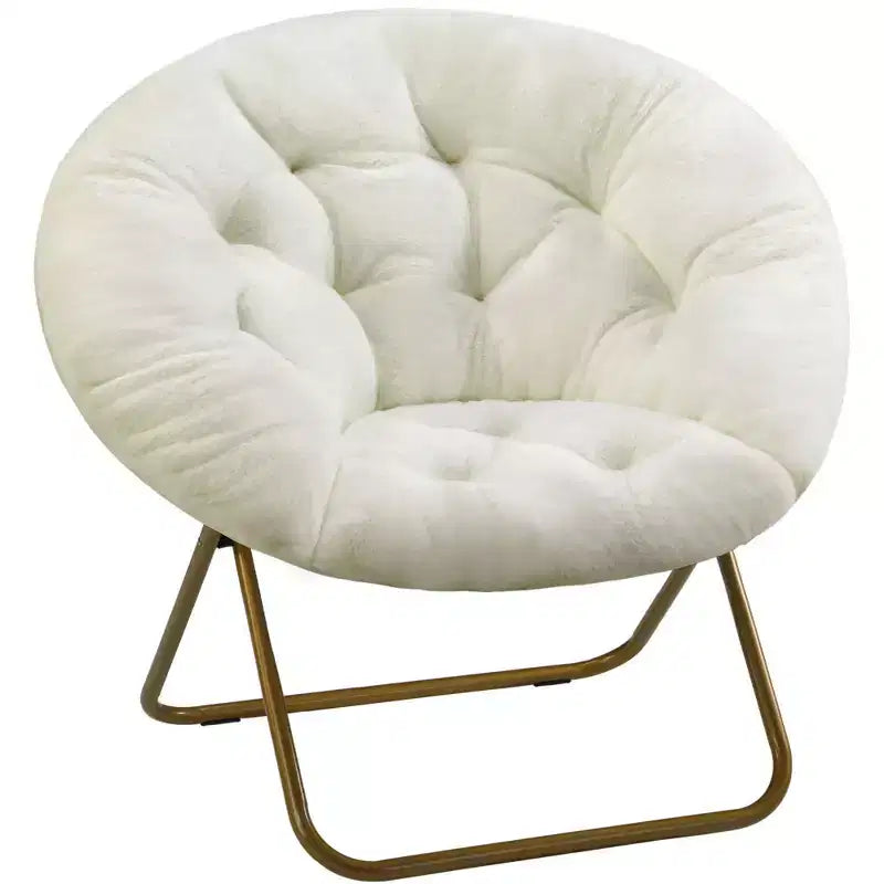 Fauteuil confortable en fausse fourrure avec disque – Taille adulte pour chambre et salon