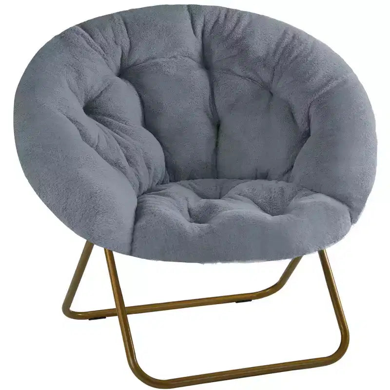 Fauteuil confortable en fausse fourrure avec disque – Taille adulte pour chambre et salon