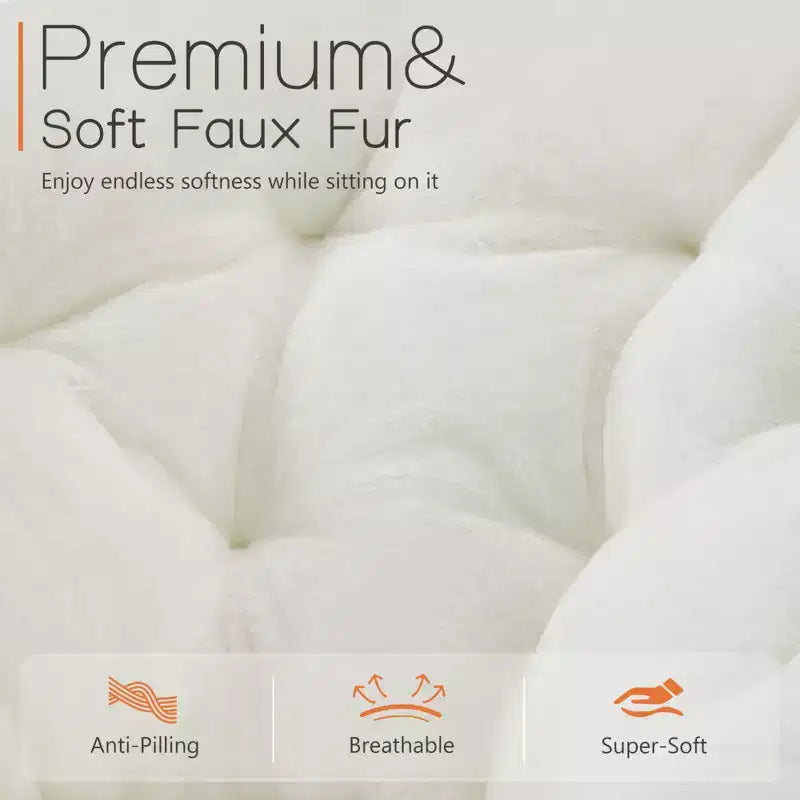 Fauteuil confortable en fausse fourrure avec disque – Taille adulte pour chambre et salon