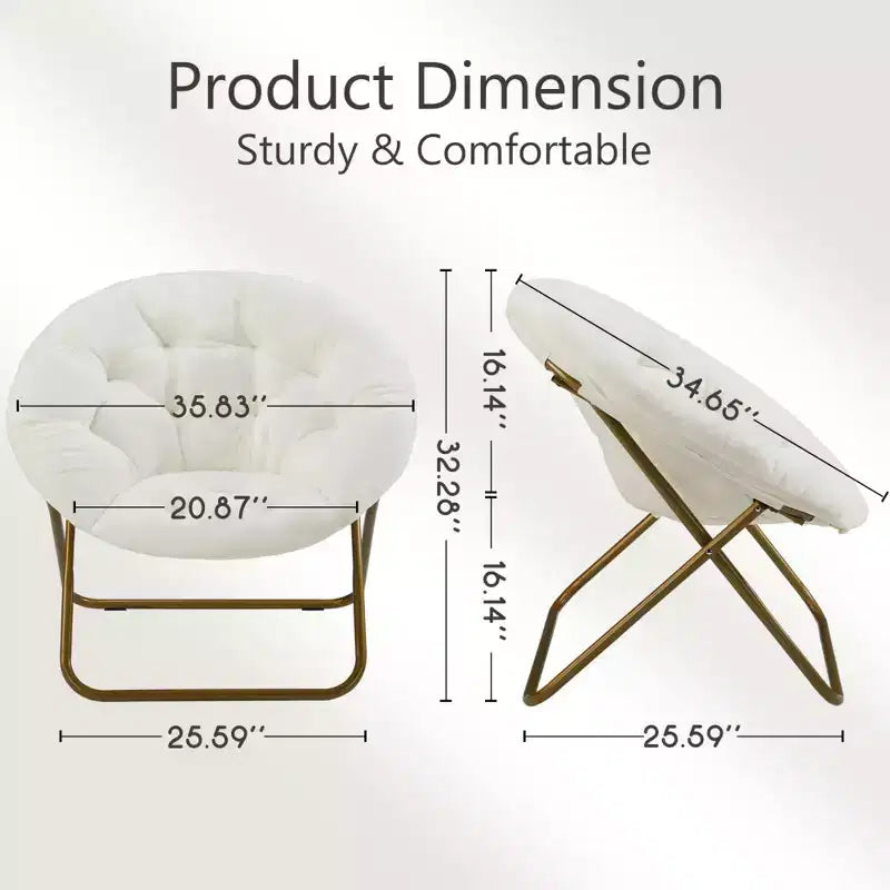 Fauteuil confortable en fausse fourrure avec disque – Taille adulte pour chambre et salon