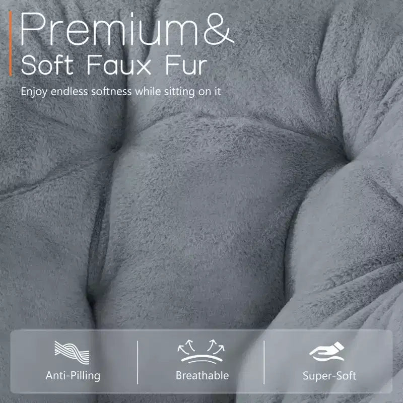 Fauteuil confortable en fausse fourrure avec disque – Taille adulte pour chambre et salon