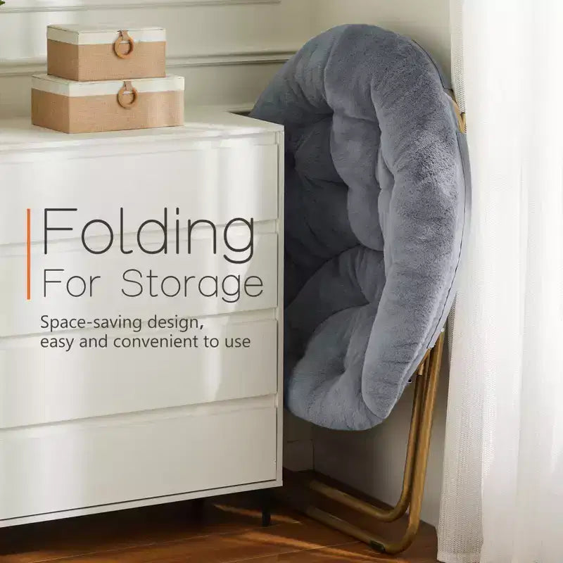 Fauteuil confortable en fausse fourrure avec disque – Taille adulte pour chambre et salon