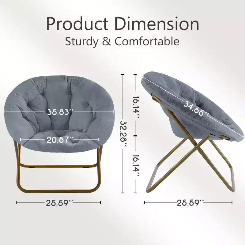Fauteuil confortable en fausse fourrure avec disque – Taille adulte pour chambre et salon