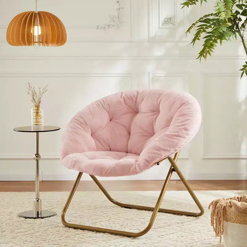 Fauteuil confortable en fausse fourrure avec disque – Taille adulte pour chambre et salon