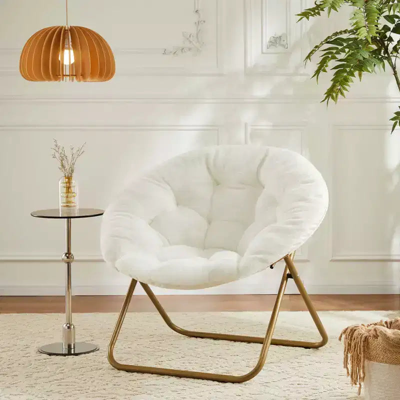 Fauteuil confortable en fausse fourrure avec disque – Taille adulte pour chambre et salon