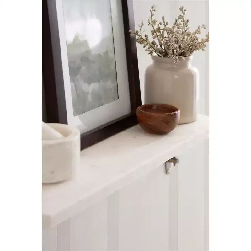 Étagère murale Hatley en marbre, blanc et or, 20