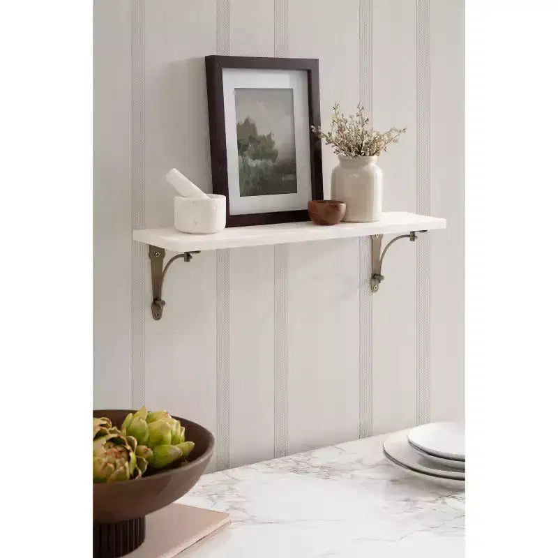 Étagère murale Hatley en marbre, blanc et or, 20