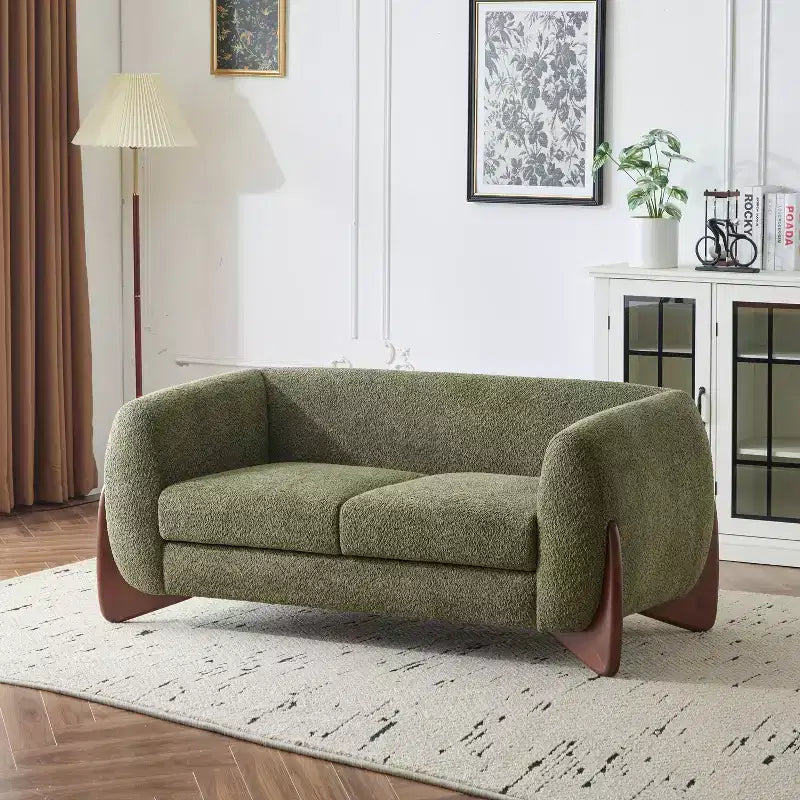 Causeuse en tissu bouclé vert James 63 po