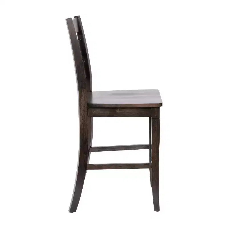 Ensemble de deux tabourets de bar à hauteur de comptoir classiques en bois à dossier échelle avec assise en bois massif
