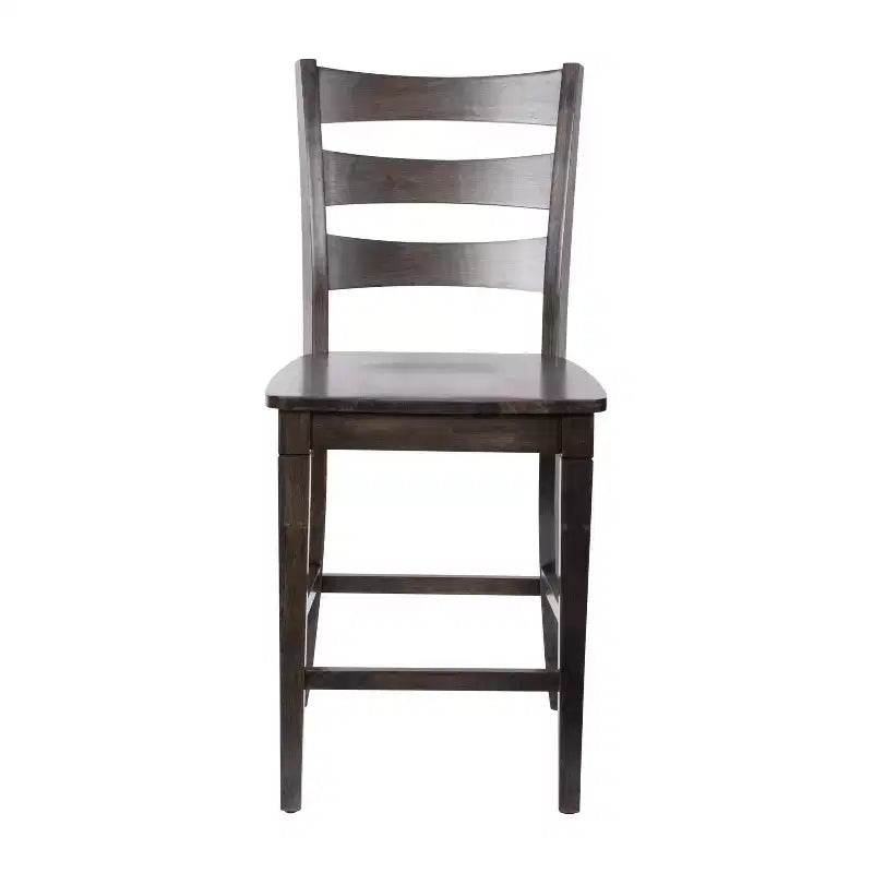 Ensemble de deux tabourets de bar à hauteur de comptoir classiques en bois à dossier échelle avec assise en bois massif
