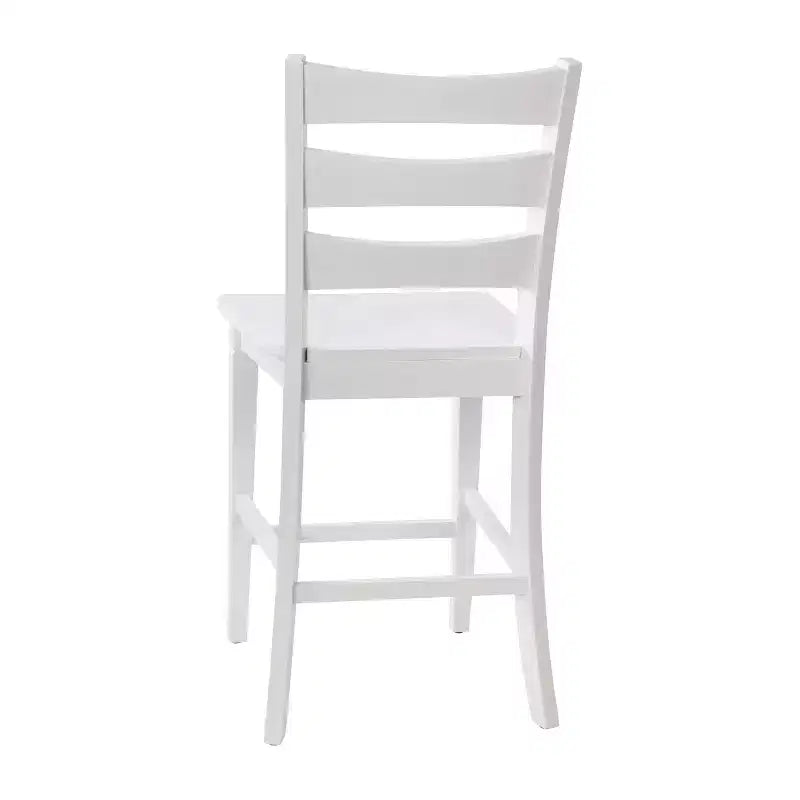 Ensemble de deux tabourets de bar à hauteur de comptoir classiques en bois à dossier échelle avec assise en bois massif