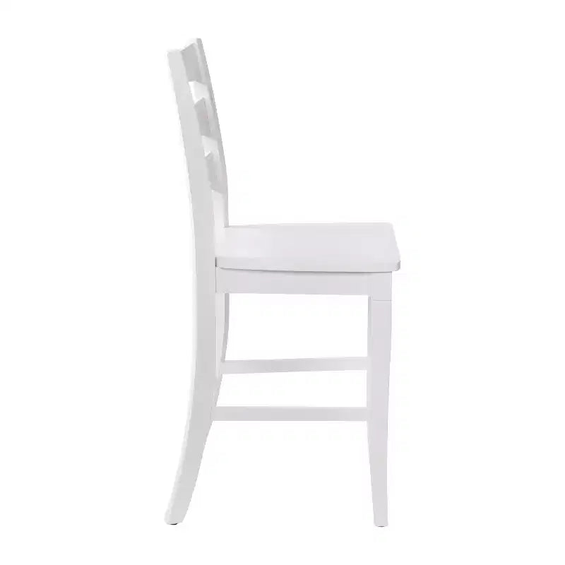 Ensemble de deux tabourets de bar à hauteur de comptoir classiques en bois à dossier échelle avec assise en bois massif