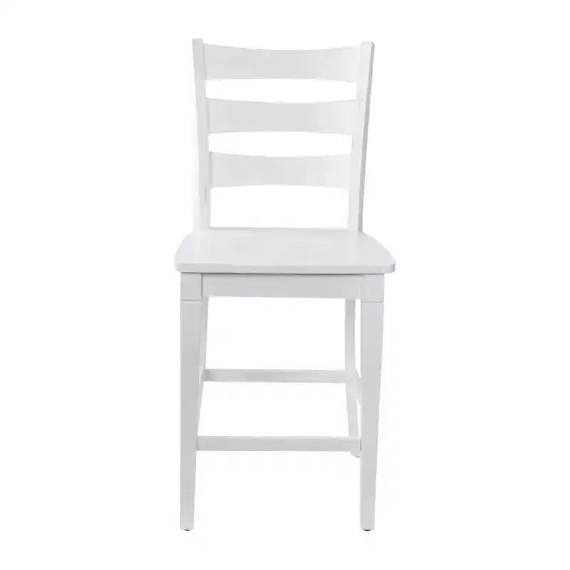 Ensemble de deux tabourets de bar à hauteur de comptoir classiques en bois à dossier échelle avec assise en bois massif