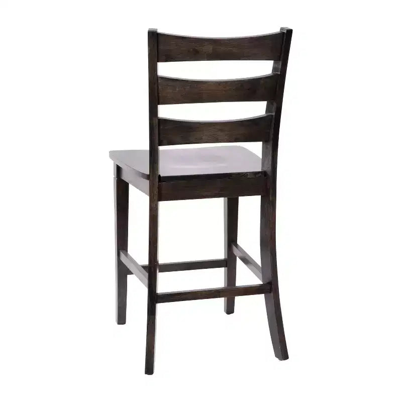 Ensemble de deux tabourets de bar à hauteur de comptoir classiques en bois à dossier échelle avec assise en bois massif