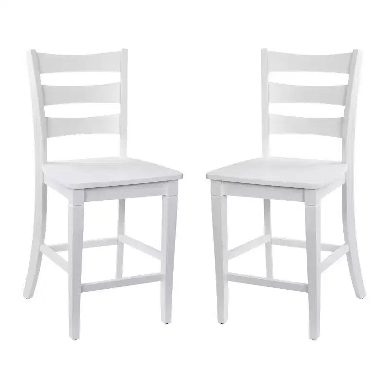 Ensemble de deux tabourets de bar à hauteur de comptoir classiques en bois à dossier échelle avec assise en bois massif