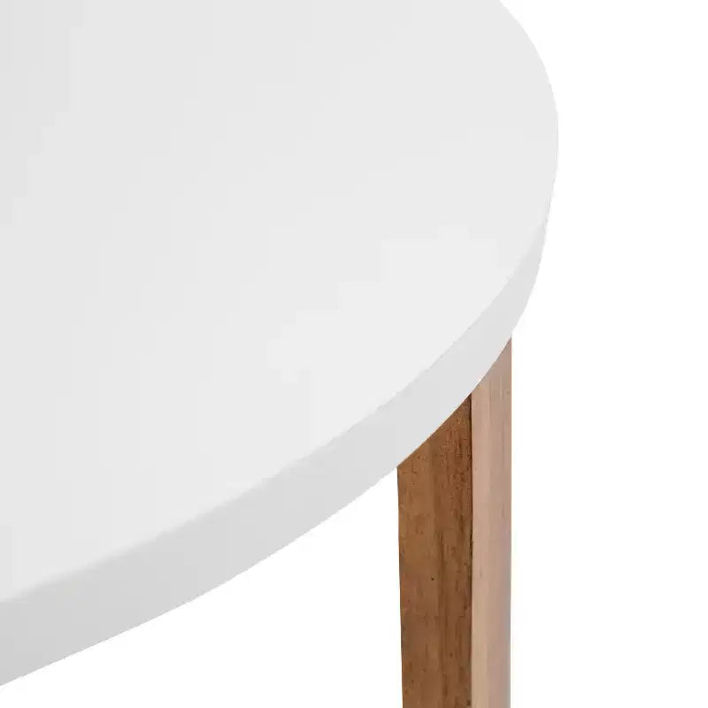 Table basse ronde Rioux en MDF, 26x26x18, blanc et naturel